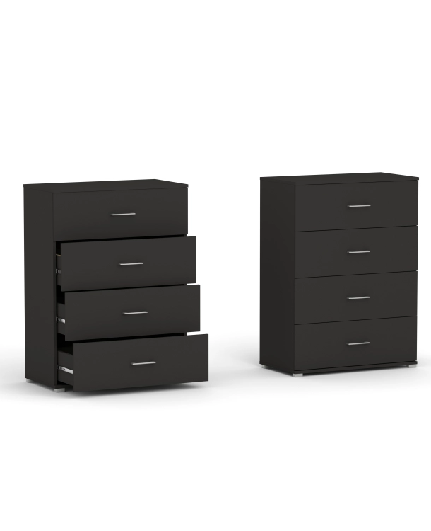 Komoda POLA 4s czarna - 4 szerokości do wyboru. pojemna komoda na ubrania.